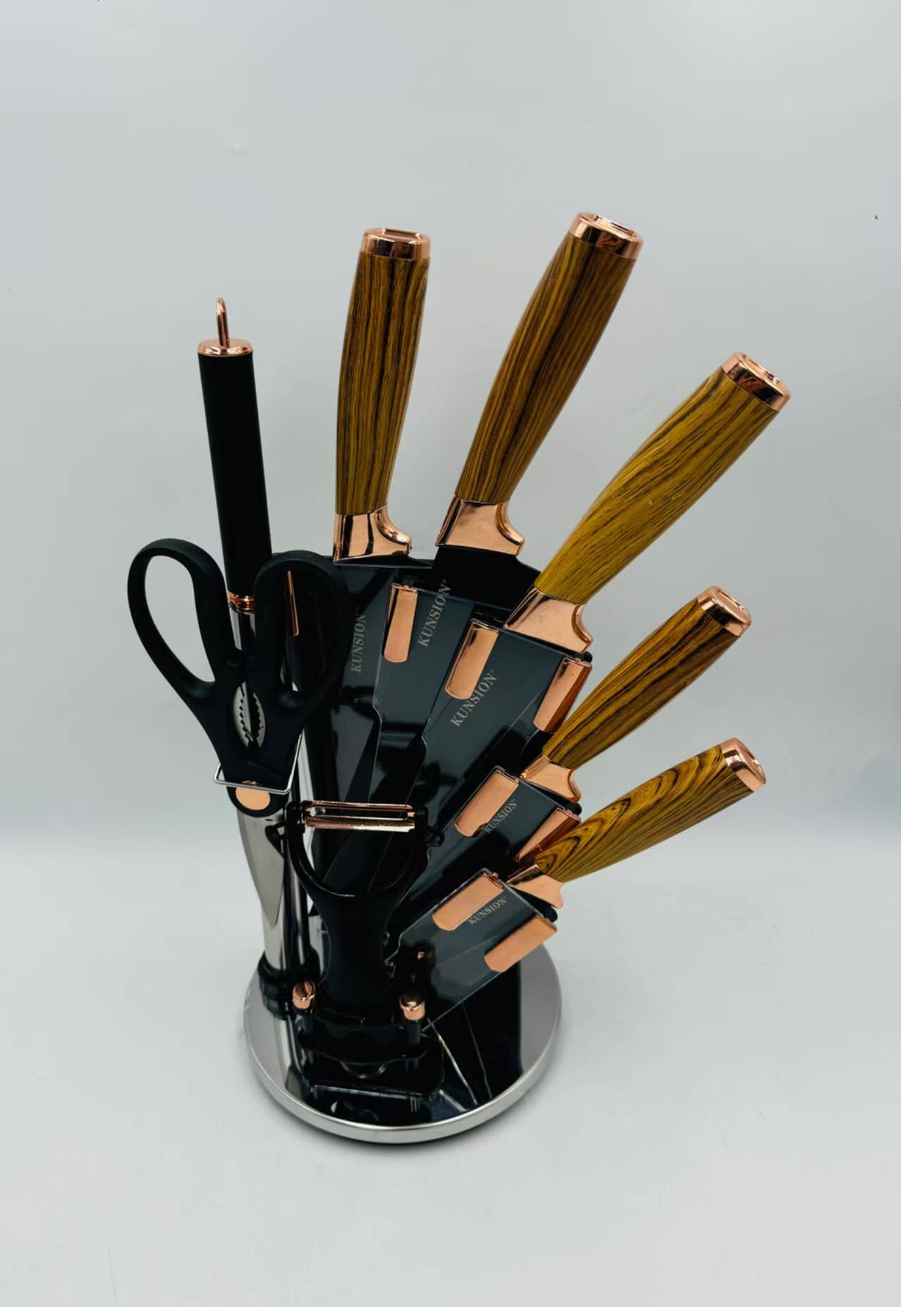 Revolving Knife Set with Stand – 360° Rotating Kitchen Knife Set