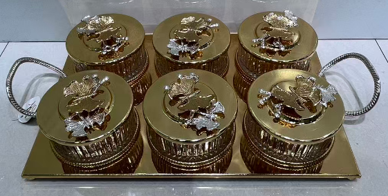 Dry Fruit Serving Tray 6PCS – Multi-Section Snack Box with Cover