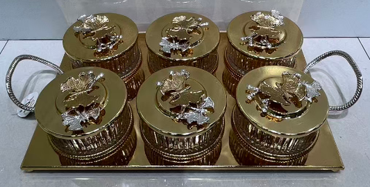 Dry Fruit Serving Tray 6PCS – Multi-Section Snack Box with Cover