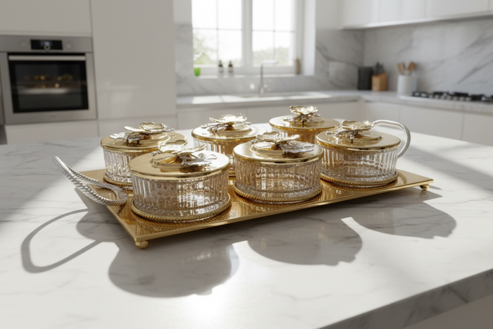 Dry Fruit Serving Tray 6PCS – Multi-Section Snack Box with Cover
