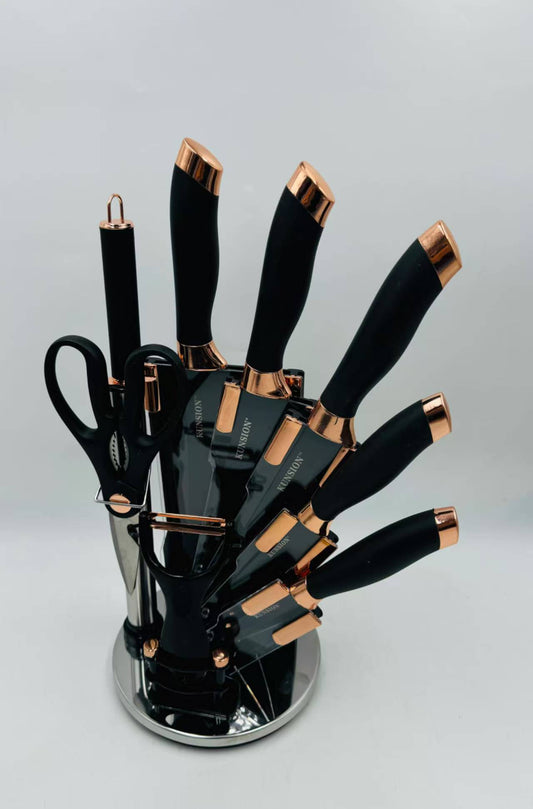 Revolving Knife Set with Stand – 360° Rotating Kitchen Knife Set