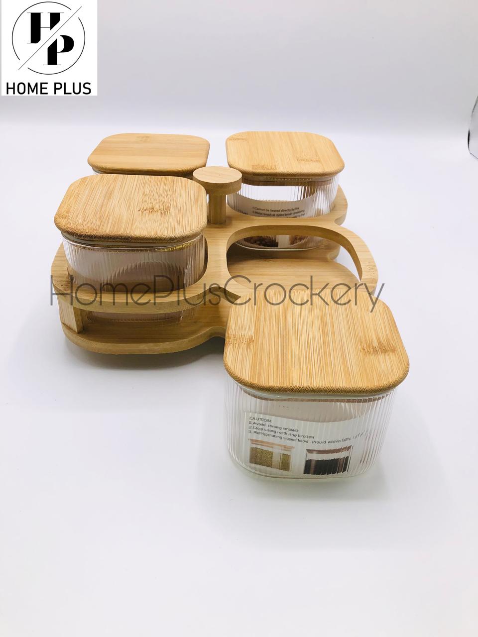 Glass Jar Set with Rotating Tray